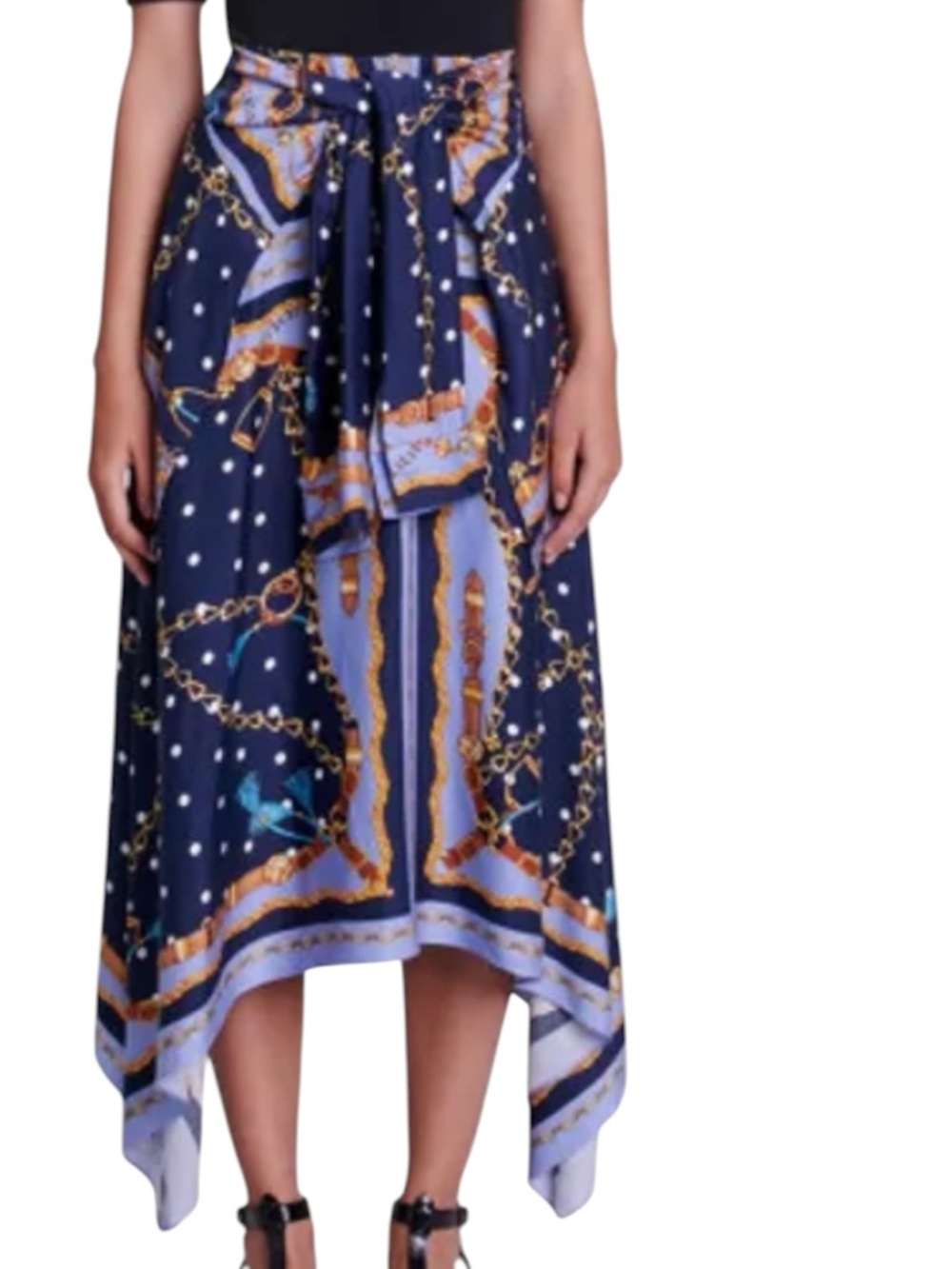 Maje Raprichaine Mixed Media Hankerchief midi dress - Picture 2 of 16